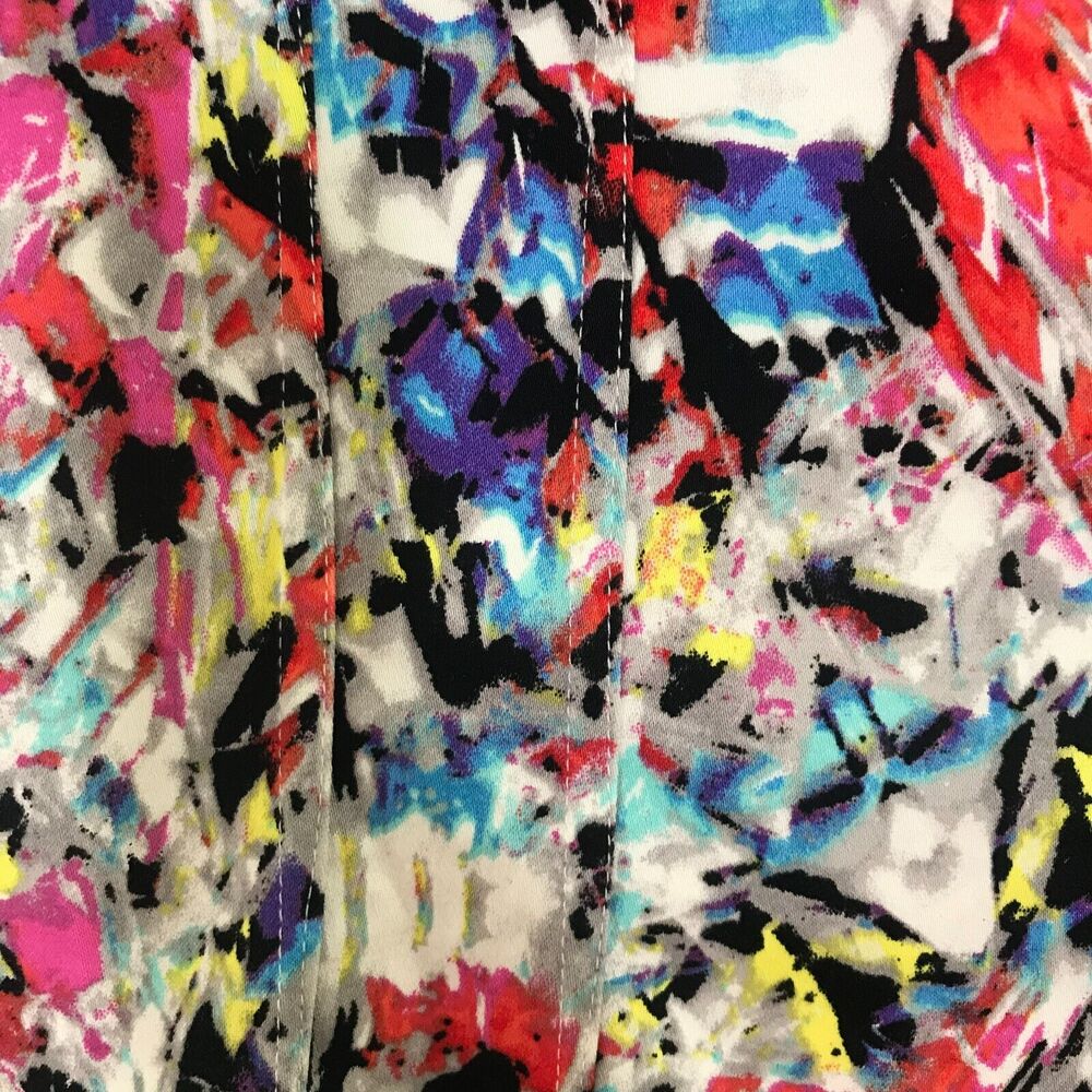 Tahari Dress Womens 4 Multicolor Geometric Print Cap Sleeve Crew Neck Sheath - Picture 4 of 14